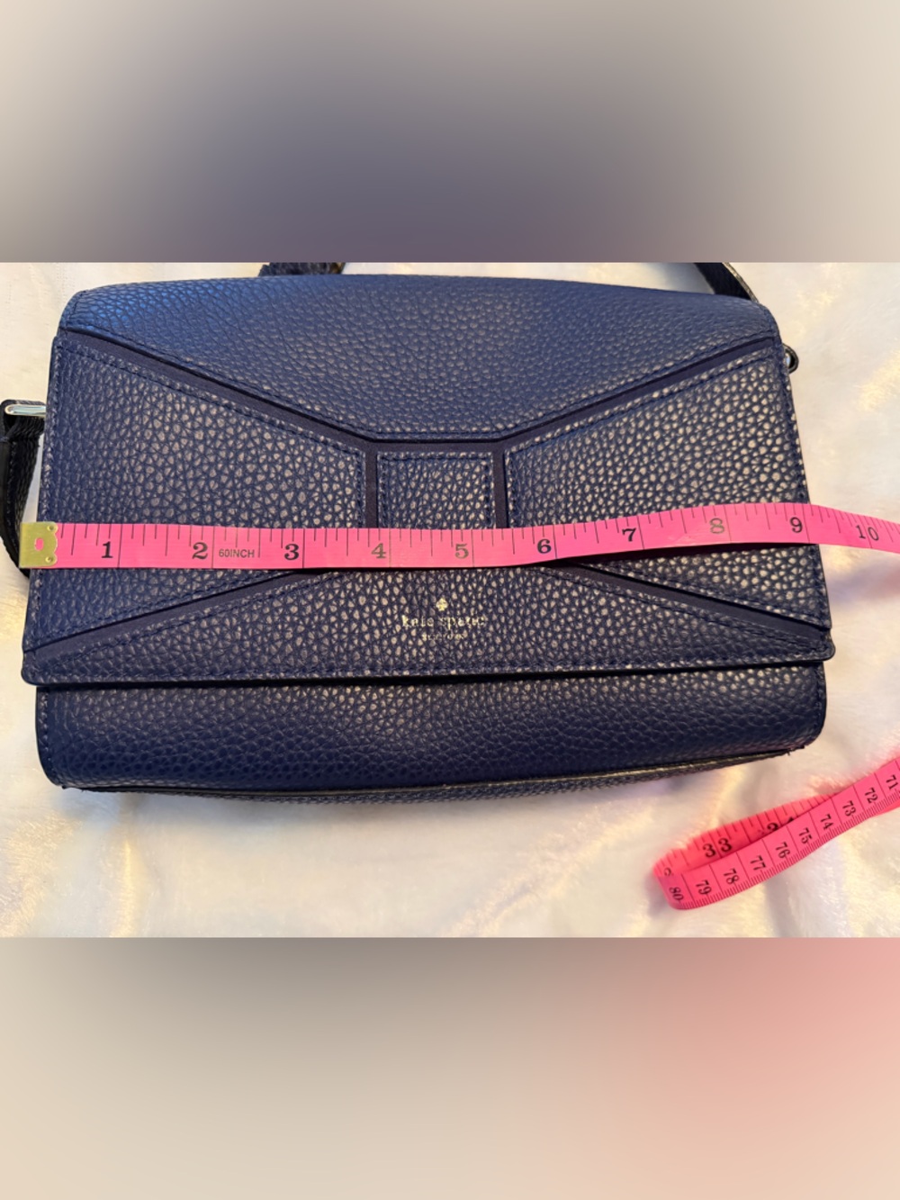 kate spade pebbled navy leather crossbody with bow detail - Picture 13 of 16
